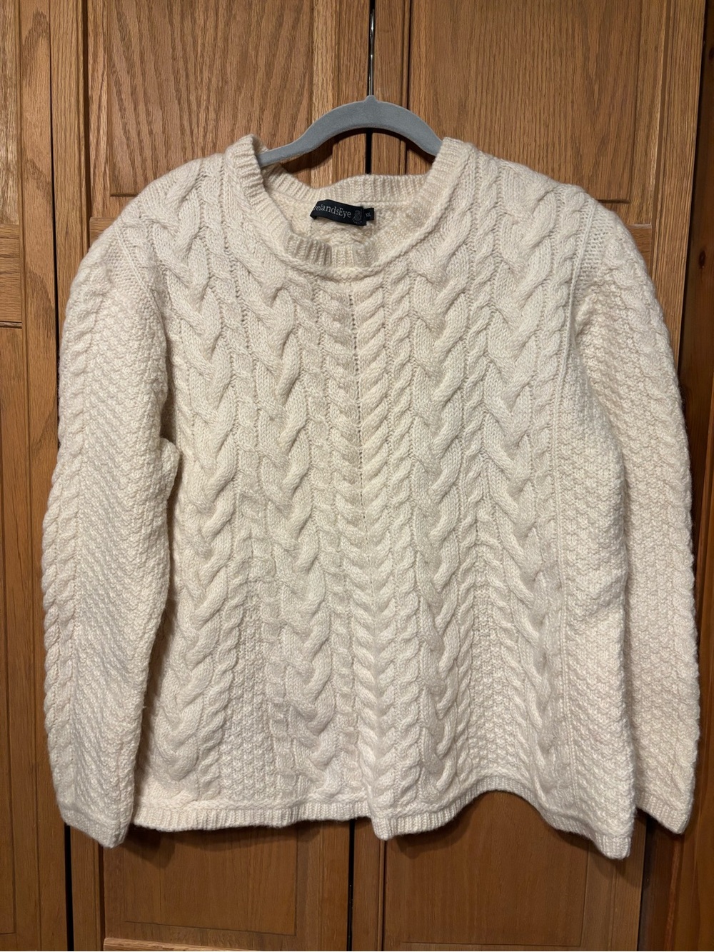 Cable Knit Crew Sweater in Cream